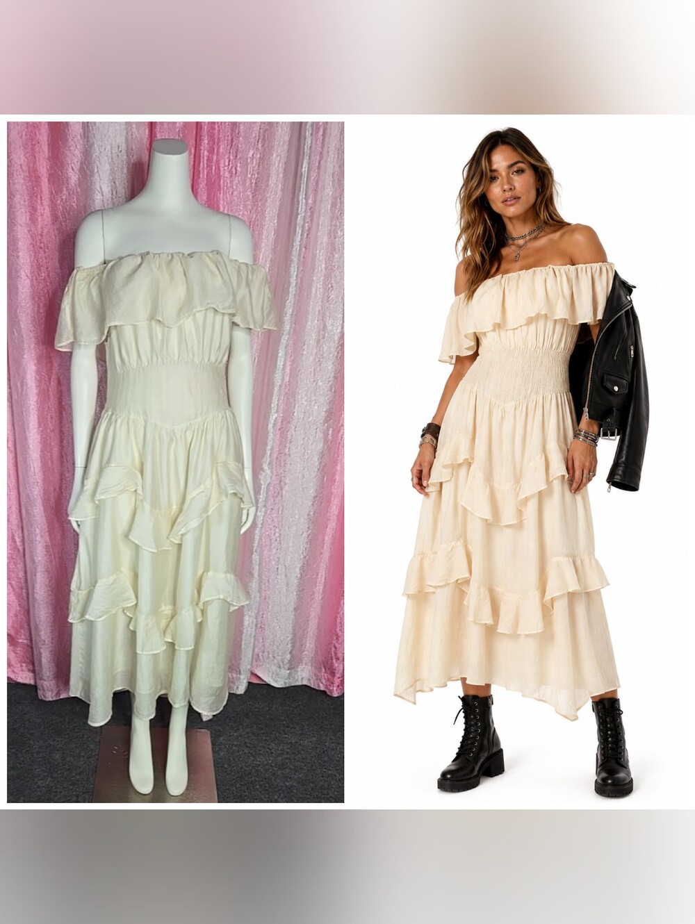 Scarlet Darkness Renaissance Cream Chiffon Romantic Layered Dress Size XL